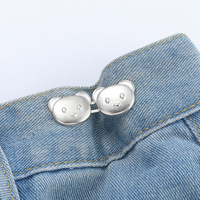 Jeans mignons en forme d'ours, ajustables à la taille, avec boutons détachables en alliage plaqué
