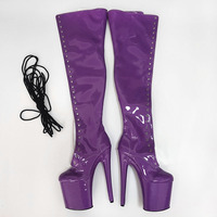 Bottes sexy à talons très hauts de 20 cm, au-dessus du genou, à lacets, pour la pole dance, mode féminine, modèle sexy, spectacle, 8 pouces, bottes de danseuse exotique, neuves