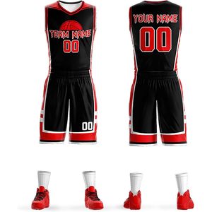 Conjunto de camiseta de baloncesto personalizada para hombre, sublimada, 360g, que absorbe la humedad, cuello en V, nombre del equipo personalizado, número, uniforme, ropa deportiva - Product Image 1