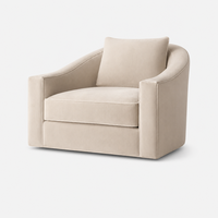 Fauteuil inclinable artisanal élégant avec dossier abrié 360 ° Fauteuil de salon avec base pivotante intégrée pour villa haut de gamme