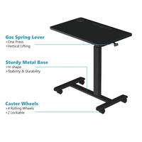 Table d'ordinateur portable à hauteur réglable pneumatique pour bureau debout ou table d'appoint peu encombrante