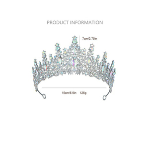 Wow sheila sang trọng hợp kim Bridal Mũ sắt Baroque Vương Miện Nữ Hoàng vương miện với Rhinestone OEM Wedding coronne diadems phụ kiện - Product Image 2