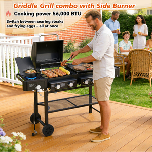 Entrepôt USA 2026 – Nouveauté : Barbecue d'été moderne en acier, four combiné gaz propane et cuisson, 5 brûleurs, allumage piézoélectrique - Product Image 6