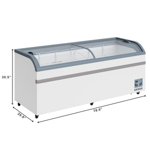 Congelador comercial tipo isla con vidrio curvo deslizante de 78 pulgadas para exhibición de alimentos congelados en comercios minoristas. - Product Image 5