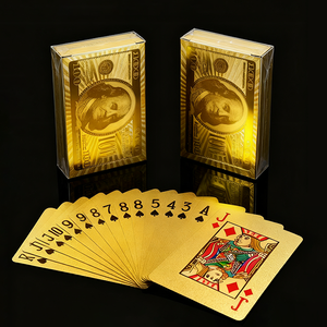 Premium 24K <span class=keywords><strong>999</strong></span> chapado en oro naipes personalizado impreso Offset impermeable cartas de póquer para uso en juegos - Product Image 1