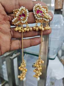 ต่างหูยาวชุบทองดูสวยพร้อมดีไซน์หรูหราดูไข่มุกเหมาะสำหรับใส่ในงานแต่งงานสำหรับผู้หญิงและเด็กผู้หญิง - Product Image 2