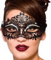 Masque de mascarade pour femmes masque en métal brillant strass fête vénitienne soirée bal bal masque Bar Costumes accessoire