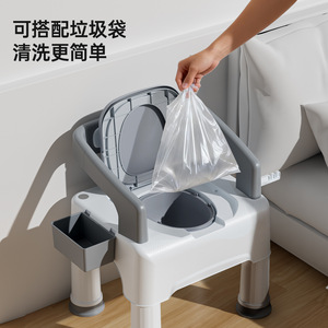 Chaise de toilette portable pour personnes âgées et femmes enceintes, anti-odeur, en plastique, pour intérieur, avec support pour sac poubelle - Product Image 1