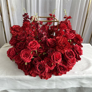 Centro de Mesa Circular con Flores de Seda Rojas GreenLife, Gran Venta, para Decoración de Mesa de Boda - Product Image 1