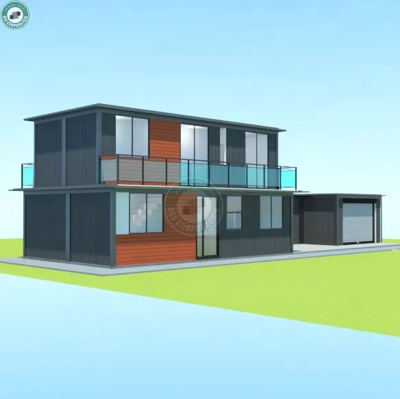 Grande maison modulaire pré coupée, vestiaire familiale pré-isolante, avec Garage au Canada, 2 étages, 5 chambres