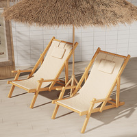 Chaise de camping pliable portable, chaise longue de plage réglable, cadre en bambou, tissu Oxford 600D - Siège extérieur écologique pour patio