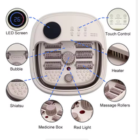 Bain de pieds électrique pliable avec fonction chauffante, boules de massage Shiatsu à bulles, écran LCD, télécommande sans fil