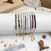 Mode Réglable Simple Gemme Facettes 3mm Vert Jade pierre Perles Bracelet Mince En Acier Inoxydable Chaîne Perle Bracelet