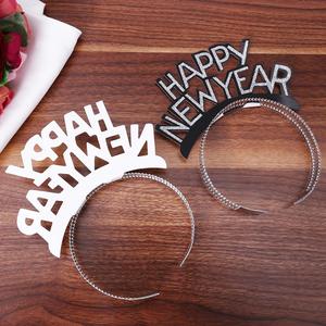 Tiara 12pcs New Years Party Favors Gold Silver Black Happy New Year Headband - Product Image 6
