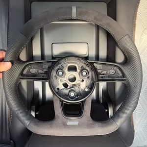 Volant de direction semi-perforé entièrement perforé pour <span class=keywords><strong>Audi</strong></span> A3 A4 A5 S3 S4 S5 2017-2022 B9 Volant en cuir à fond plat Sport - Product Image 6