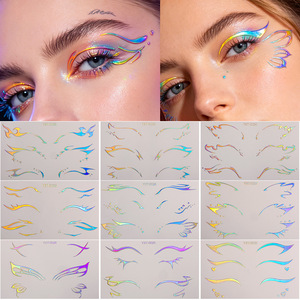 Pegatinas Holográficas Láser Europeas Americanas, Brillantes, de Larga Duración, con Forma Geométrica, para Ojos <span class=keywords><strong>y</strong></span> Rostro, Pegatinas de <span class=keywords><strong>Tatuajes</strong></span> - Product Image 1
