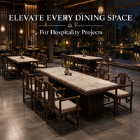 Table et chaises de restaurant robustes, faciles à nettoyer, résistantes à la chaleur, avec plateau en pierre frittée TIMELESS pour salle de banquet