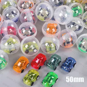 批发便宜的胶囊玩具彩色迷你回拉车50毫米透明塑料球低价汽车玩具