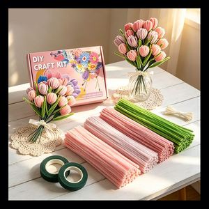 Limpiapipas de Chenilla de Algodón con Diseño Floral y Alambre Trenzado, para Manualidades y Creación de Flores - Product Image 5