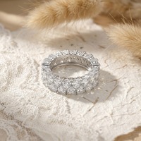 Bague Éternité Moissanite Taille Cœur en Argent Sterling 925 Plaqué Or VVS, Bijou Fin pour Femme, Idéale pour Mariage