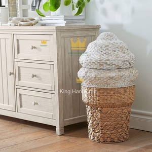 Paniers de rangement en jacinthe d'eau tressés à la main pour enfants, en forme de crème glacée, pour jouets, design moderne, pour salle de bain et chambre à coucher - Product Image 4