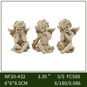 Juego de 3 Estatuas de Querubín de Resina Duradera de Alta Calidad, Acabado en Piedra Antigua, Mini Figuras de Ángeles para Decoración de Jardín y Patio - Product Image 2