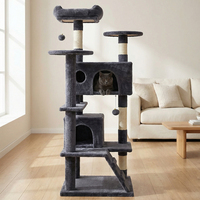 Arbre à chat multi-niveaux en peluche écologique de qualité supérieure avec poteaux à gratter en sisal naturel, emballage en carton
