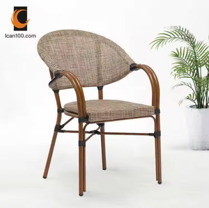 Chaise de café <span class=keywords><strong>Paris</strong></span> Chaise de bistro Teslin d'extérieur en tissu Café à l'extérieur Chaises de salle à manger en rotin empilables - Product Image 1