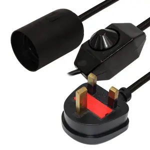 E14 soketli konnektör kablo açma/kapama anahtarı İngiltere 3Pin fiş uzatma kablosu LED masa şerit lamba ışık için