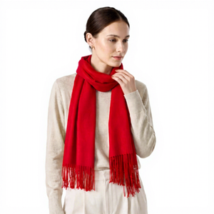Bufanda 100% Lana con Logotipo Bordado Personalizado, Chal Rojo Festivo de Invierno, Regalo Corporativo Anual, Venta al por Mayor de Fábrica - Product Image 1