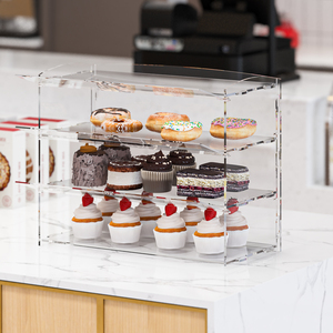 Tùy chỉnh OEM/ODM 3-Tier Acrylic bánh hiển thị Acrylic hiển thị trường hợp bánh Pastry thực phẩm đứng rõ ràng hiển thị Kệ bánh chủ tủ - Product Image 3