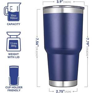 Gobelet isotherme en acier inoxydable à double paroi de 30 oz, tasse de voyage avec couvercle pour boissons froides et chaudes, noir - Product Image 4