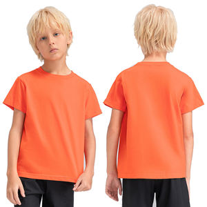เสื้อยืดผ้าฝ้ายแขนสั้นของเด็กเสื้อยืดเด็กผู้ชายเสื้อ100% พิมพ์โลโก้แบบเรียบ - Product Image 3