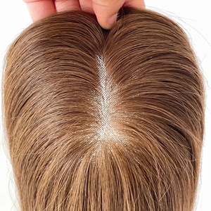 ท็อปเปอร์ผมแท้สีน้ำตาลธรรมชาติแบบ MONO Base สำหรับผู้หญิง ติดกิ๊บ 4 ตัว - Product Image 5
