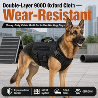 Harness Taktis Anjing 900D Oxford Heavy-Duty MOLLE Berbahan Mesh Bernapas, Dapat Disesuaikan, dan Lepas Cepat untuk Anjing Besar yang Aktif
