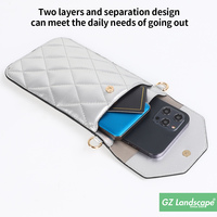 Collection Argentée Pochette de Téléphone Portable en Cuir PU de Luxe Étui pour Écouteurs Multifonctionnel Sac à Téléphone à Bandoulière Écran Tactile