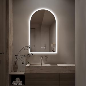 Venta al por mayor <span class=keywords><strong>diseño</strong></span> moderno luz LED arco retroiluminado espejo inteligente Irregular <span class=keywords><strong>para</strong></span> <span class=keywords><strong>baño</strong></span> ENVÍO DE LA GOTA EE. UU. Stock <span class=keywords><strong>para</strong></span> apartamento - Product Image 1