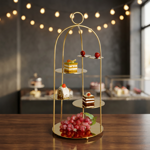 Élégant support à gâteau multi-étages en métal doré, présentoir à desserts pour mariage, cupcakes, pâtisseries, fruits et décoration de table de fête - Product Image 3