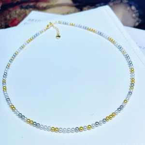 Dois Opcional Bela Artificial Pérola Jóias Colares 40 + 5cm de comprimento com 4mm e 4 + 6 + 8mm Cores Misturadas Beads Cadeia Tipo - Product Image 3