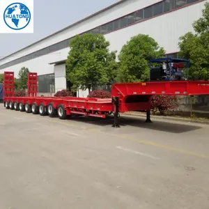 10 axes Lowboy trailer peralatan berat Trailer perlengkapan kasur rendah Semi trailer kereta gandeng lowboy