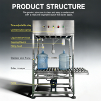 Machine de remplissage semi-automatique à petite échelle pour bouteilles d'eau et de boissons avec alimentation par baril PLC, pressage de bouchons et rouleau en acier inoxydable