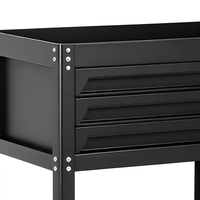 Chariot à outils robuste en acier laminé à froid à 3 niveaux, 1 tiroir, serrure à clé, capacité de charge de 300 kg, côtés en panneau perforé, design moderne, OEM