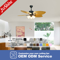 Ventilateur de plafond 1stshine avec pales classiques en forme de feuille, décoration intérieure, haute efficacité, écologique, 52 pouces, pales en ABS, avec chaîne de tirage