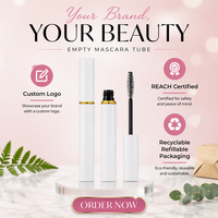 Tube d'emballage de mascara blanc rond et fin de 5 ml, imprimé sur mesure OEM, pour les gammes de maquillage, conteneur de mascara vide