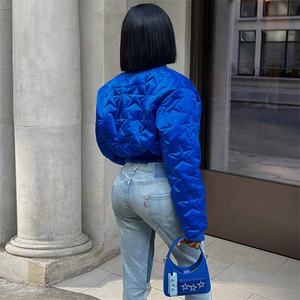 <span class=keywords><strong>Cappotto</strong></span> imbottito in cotone con motivo a stella <span class=keywords><strong>donna</strong></span> Patchwork Puffer Outwear tinta unita inverno caldo Zipper Crop Top Jacket - Product Image 2