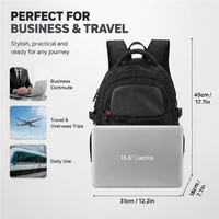 Sac à dos d'affaires noir personnalisé pour ordinateur portable, imperméable, pour voyage et travail, grande capacité, multi-poches, OEM ODM