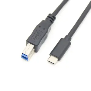 Cabo usb 3.0 para impressora tipo c, cabo preto de impressora a-b, usb c m para bm usb3.0, dados de alta velocidade, macho para macho, cabo de impressora tipo c de 1m