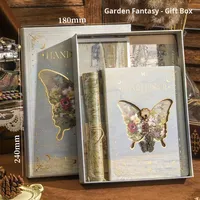 Vintage Schmetterling A5 Leder-Notizbuch Geschenkbox Neues Notizbuch für Grundschüler Kindertag Abschlussgeschenk