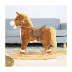 <span class=keywords><strong>Cheval</strong></span> à <span class=keywords><strong>bascule</strong></span> en peluche avec base en bois, adorable et à prix abordable, pour garçons et filles - Product Image 1