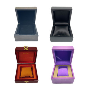 Watch display box, painted velvet packaging, square gift box with flip lid, exquisite gift jewelry packaging, wooden watch box. - Product Image 2